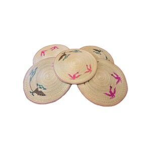 Large 5 Wicker Rattan Woven Charger Bird Placemats Round 20"  Heavy Quality